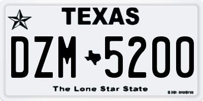 TX license plate DZM5200