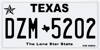 TX license plate DZM5202