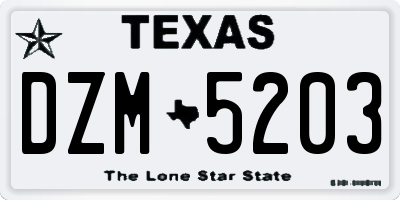 TX license plate DZM5203