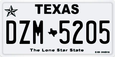 TX license plate DZM5205
