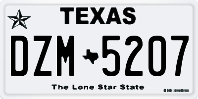 TX license plate DZM5207