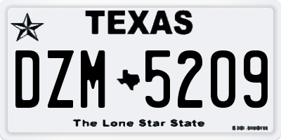 TX license plate DZM5209