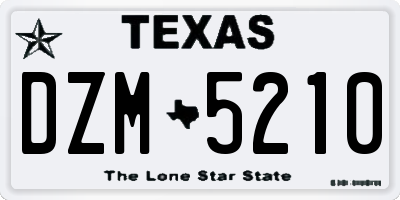 TX license plate DZM5210
