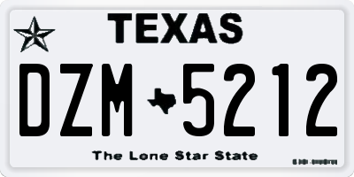 TX license plate DZM5212