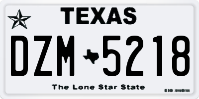 TX license plate DZM5218