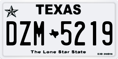 TX license plate DZM5219