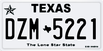 TX license plate DZM5221