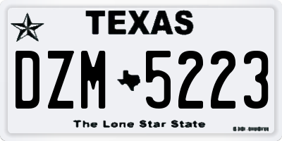 TX license plate DZM5223