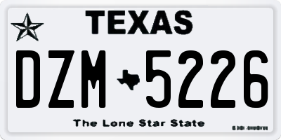 TX license plate DZM5226