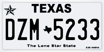 TX license plate DZM5233