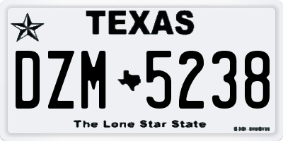 TX license plate DZM5238