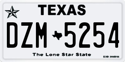 TX license plate DZM5254