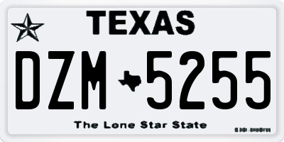TX license plate DZM5255