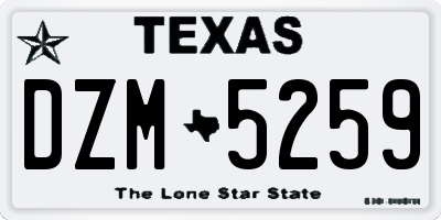 TX license plate DZM5259
