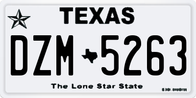 TX license plate DZM5263