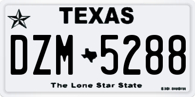 TX license plate DZM5288