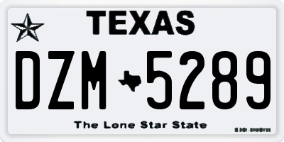 TX license plate DZM5289