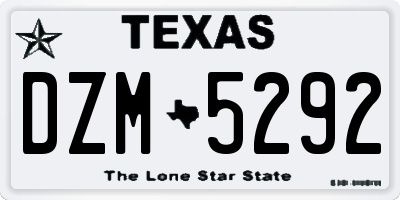 TX license plate DZM5292