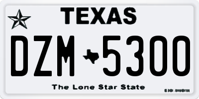 TX license plate DZM5300