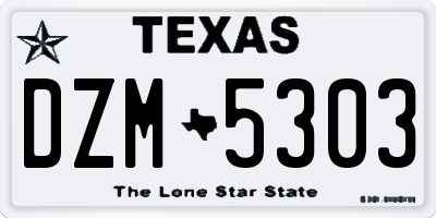 TX license plate DZM5303