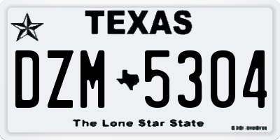 TX license plate DZM5304