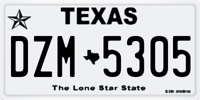 TX license plate DZM5305