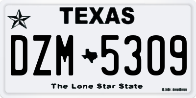 TX license plate DZM5309