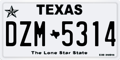 TX license plate DZM5314
