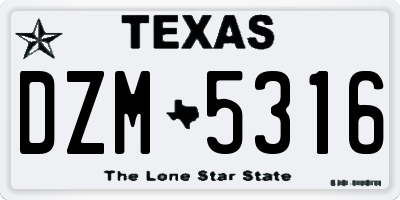 TX license plate DZM5316