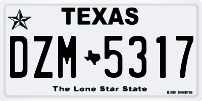 TX license plate DZM5317