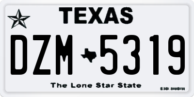 TX license plate DZM5319