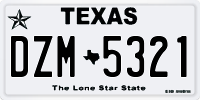 TX license plate DZM5321