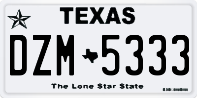 TX license plate DZM5333