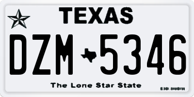 TX license plate DZM5346