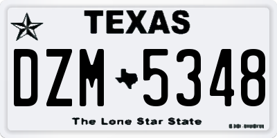TX license plate DZM5348