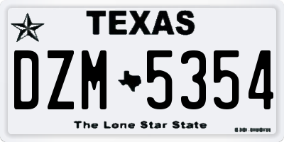 TX license plate DZM5354