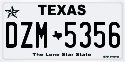 TX license plate DZM5356
