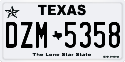 TX license plate DZM5358