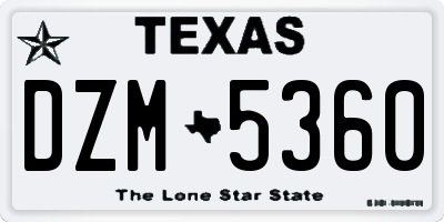 TX license plate DZM5360