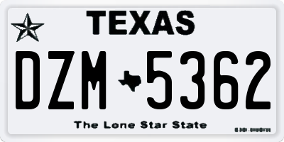 TX license plate DZM5362