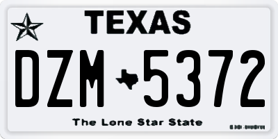 TX license plate DZM5372