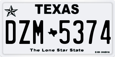 TX license plate DZM5374