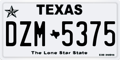 TX license plate DZM5375