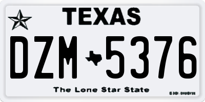 TX license plate DZM5376