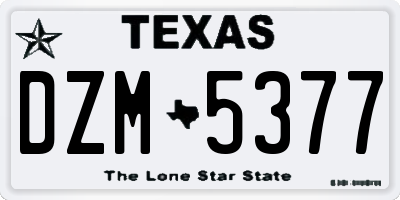 TX license plate DZM5377