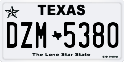 TX license plate DZM5380