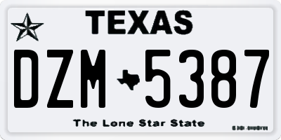 TX license plate DZM5387