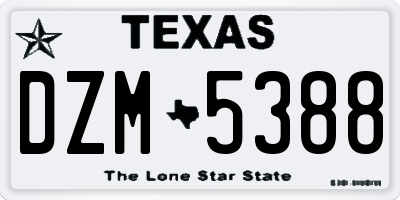 TX license plate DZM5388