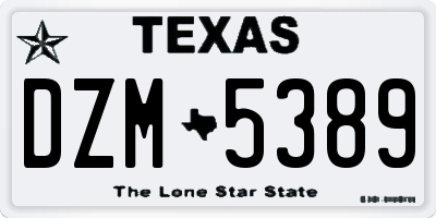 TX license plate DZM5389