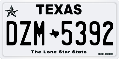 TX license plate DZM5392